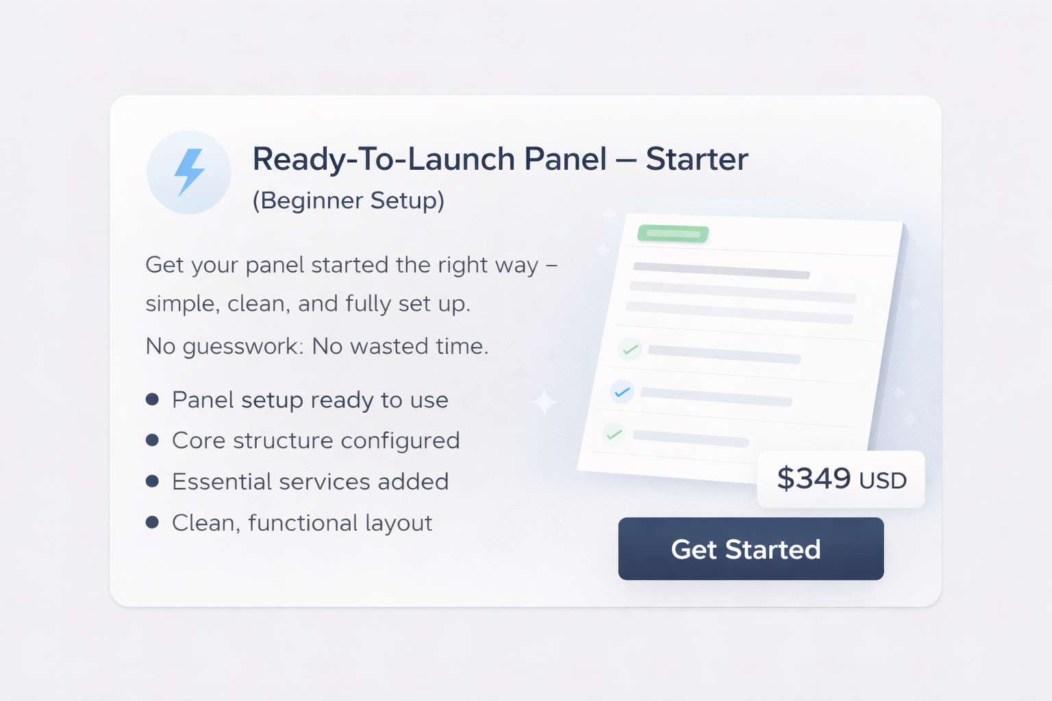 Ready-To-Launch Panel – Starter (Beginner Setup)